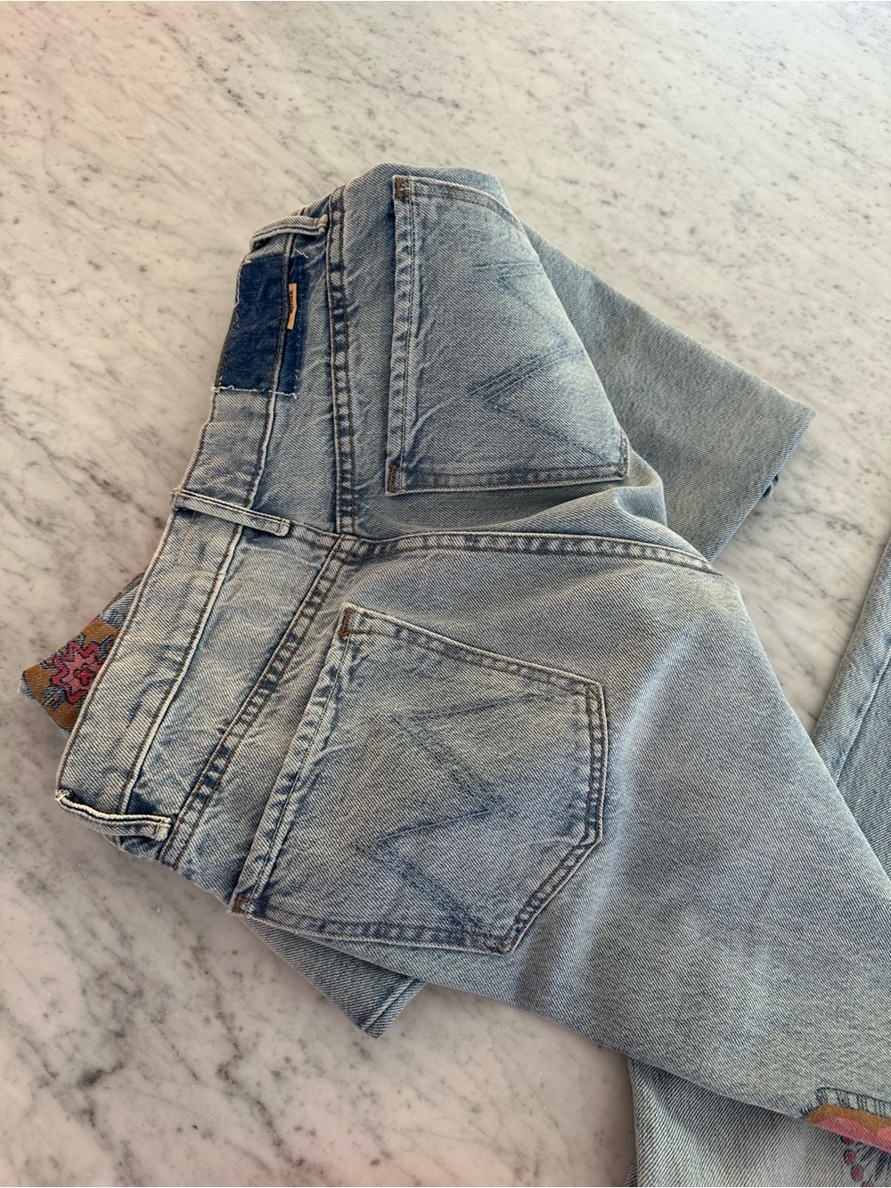 Mother denim jeans The Maven Sneak Embroidery-Print Wide-Leg Jeans - Picture 6 of 8